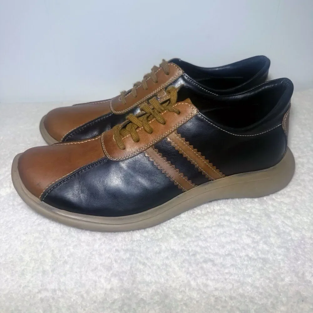 Kenneth Cole Reaction 2Tone Black/Brown Leather Lace Up Casual Men Shoes Size 12